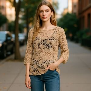 BoHo CROCHET Open Knit Top 21" PTP